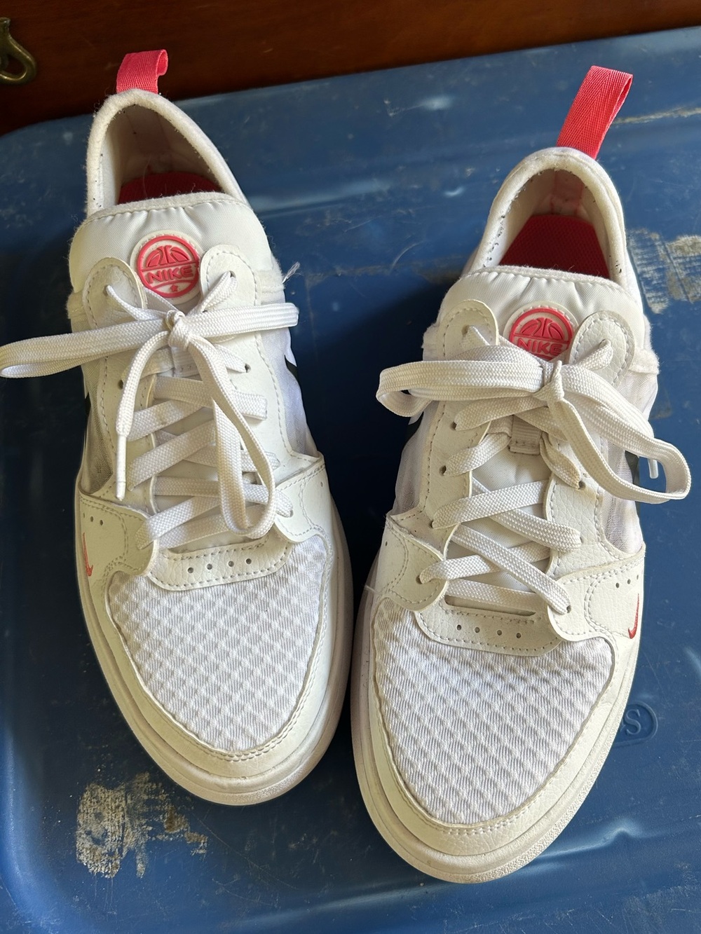 Nike Court Vision Alta Women's White Sneakers with Coral Accents